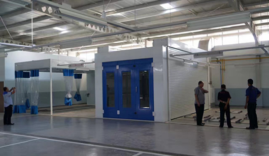 Spray booths system for auto body shops